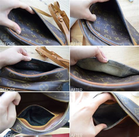 sticky perling lining in louis vuitton bag|how to fix Louis Vuitton lining.